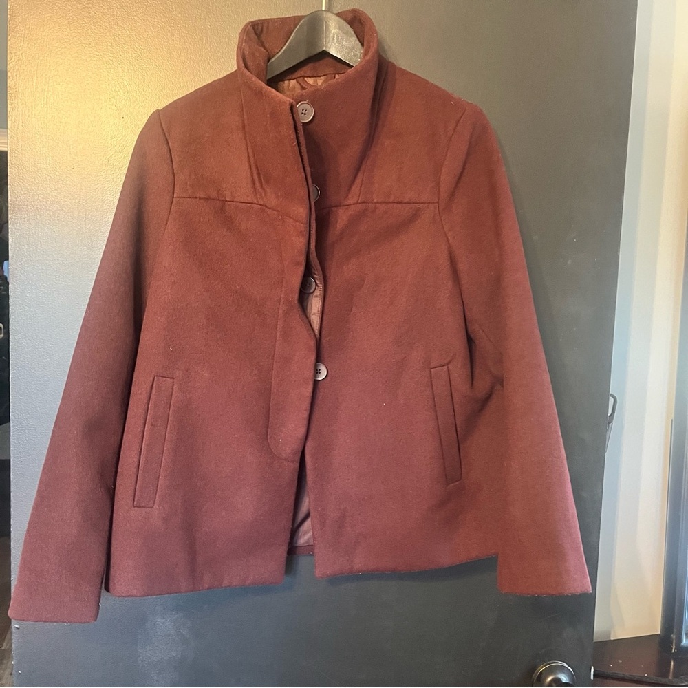 Modern Old Navy Women's Pea Coat in a Rich Burgundy